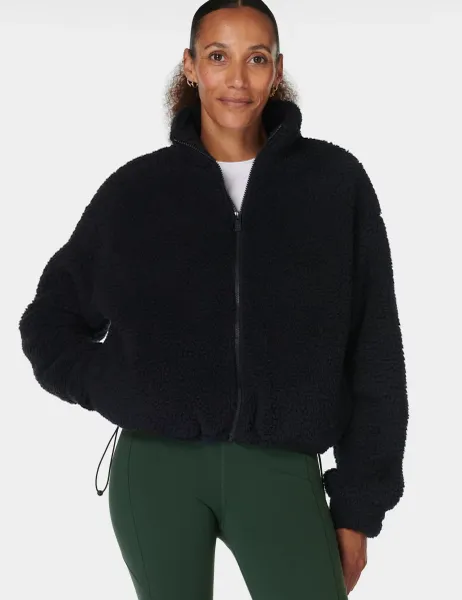 Sweaty Betty Canyon Funnel Neck Zip Fleece Jacket Black