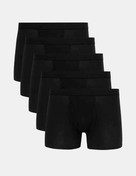 Marks & Spencer 5 Pack Cotton Stretch Cool & Fresh Trunks Black
