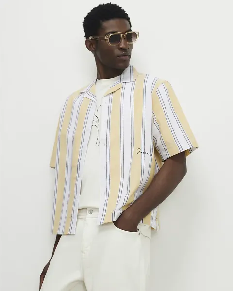 River Island Regular Fit Linen Blend Stripe Shirt