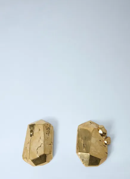 Faceted Metal Stud Earrings