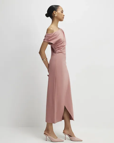 River Island Stretch Draped Midi Dress