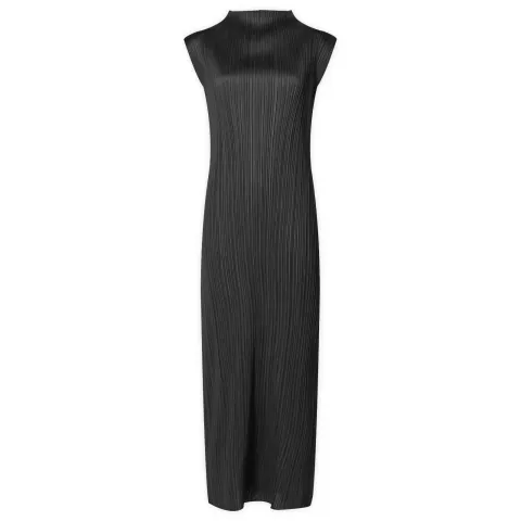 Pleats Roll Neck Midaxi Dress