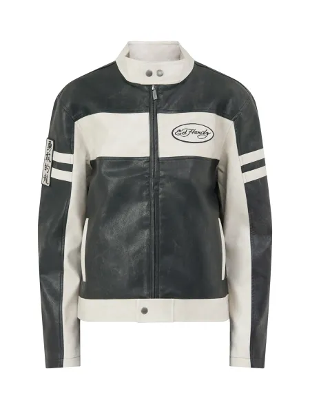 Ed Hardy Los Angeles Faux Leather Moto Jacket