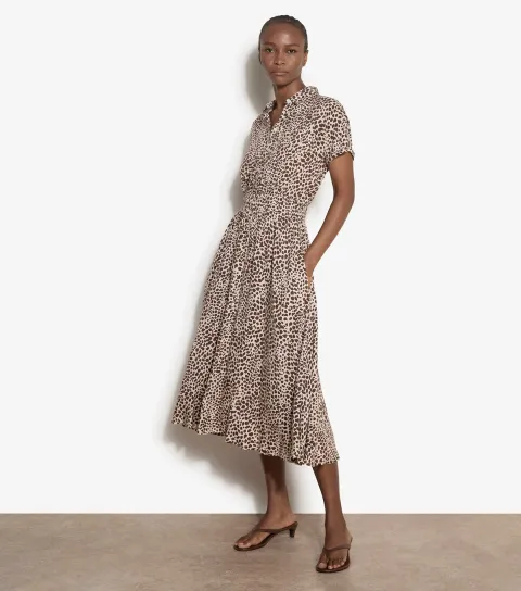 Women's Stone Animal Print Shirt Dress