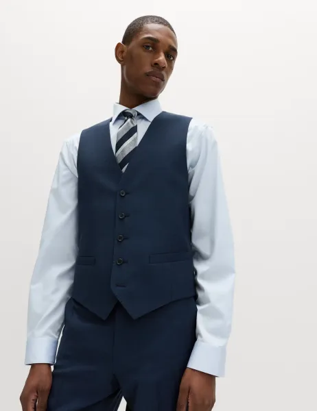 M&S SARTORIAL Premium Pure Wool Waistcoat Dark Indigo