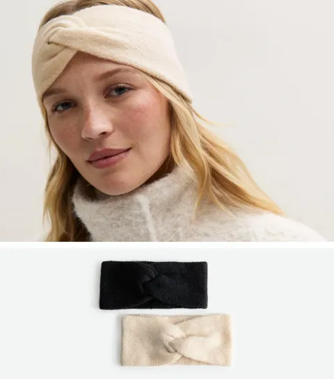 New Look Black Pack of 2 Knotted Headbands