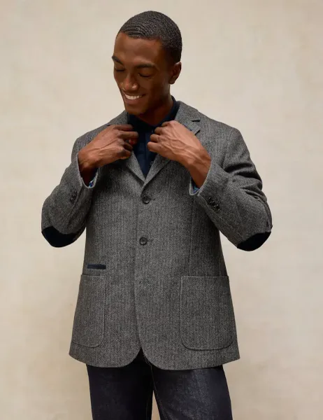 White Stuff Wool Blend Blazer Grey Mix