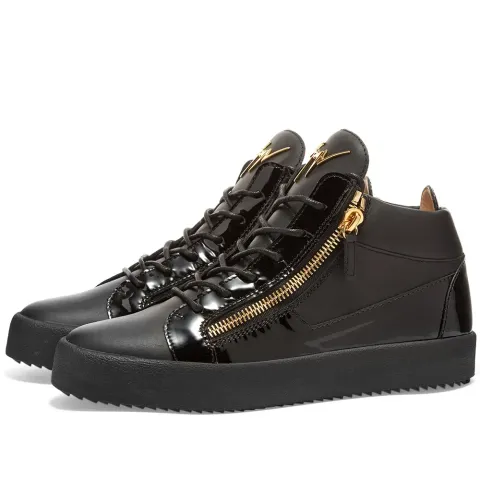 Double Zip Leather Mid Sneaker
