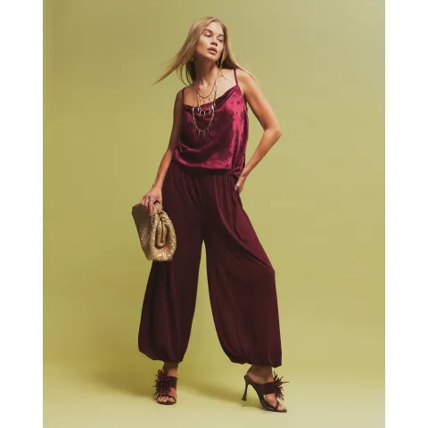 River Island Burgundy Cowl Neck Satin Jacquard Cami Top