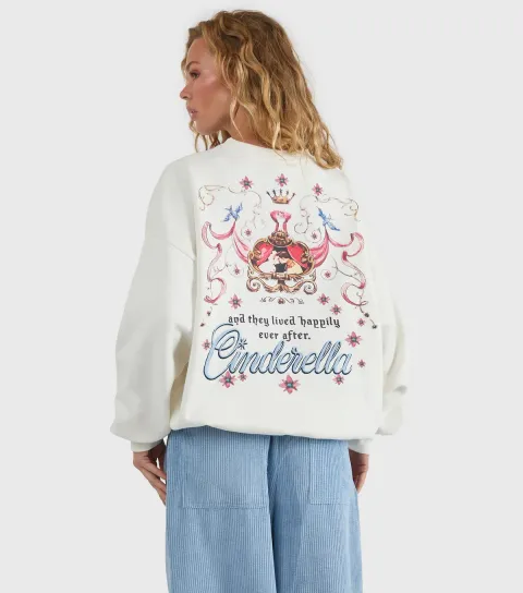 Women's White Disney Cinderella Print Sweatshirt