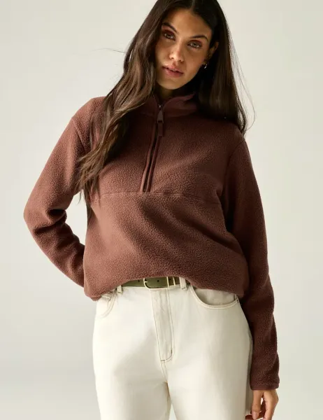 Regatta Frankie Borg Funnel Neck Relaxed Sweatshirt Brown