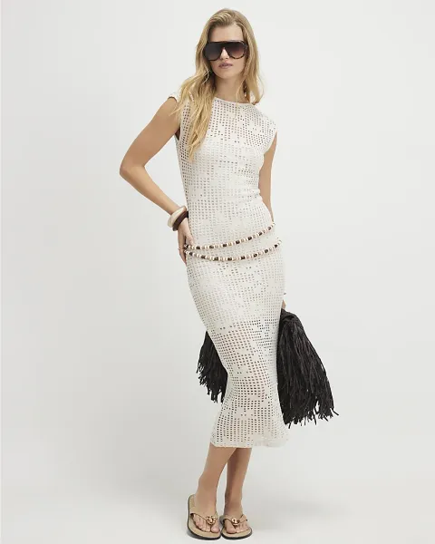 River Island Crochet Sleeveless Maxi Dress