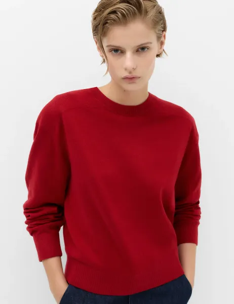 Marks & Spencer Shoulder Detail Relaxed Jumper Ruby Red