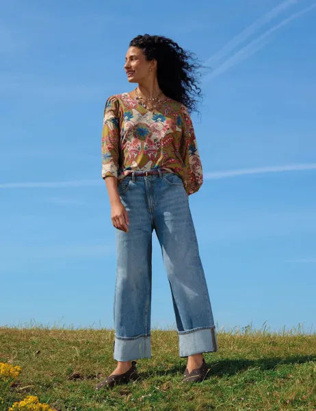 White Stuff Straight Leg Turn Up Ankle Grazer Jeans Blue Denim