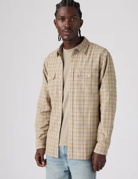Levi's Levi's Jackson Pure Cotton Worker Shirt Grey Mix