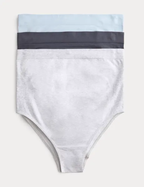 Marks & Spencer 3pk Seamless Over Bump Maternity Briefs Dusty Blue