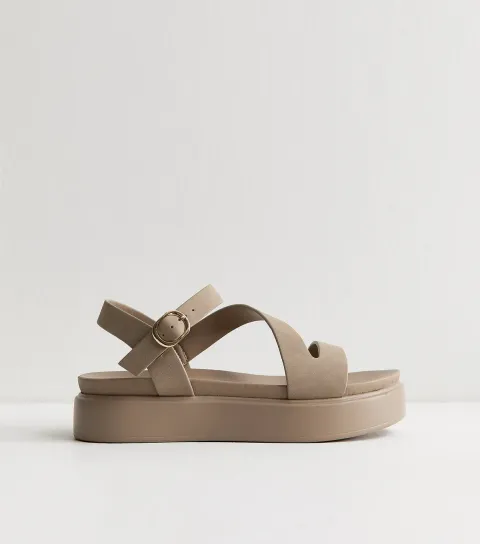 Women's Light Brown Multi Strap Platform Sandals Vegan