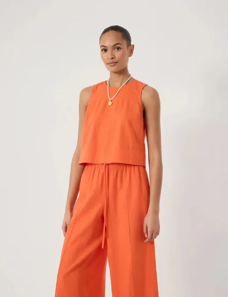HUSH Linen Blend Shell Top Orange