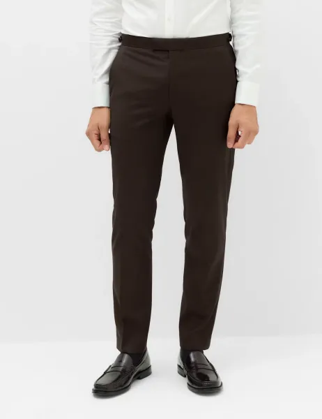 Marks & Spencer Tailored Fit Tuxedo Trousers Brown