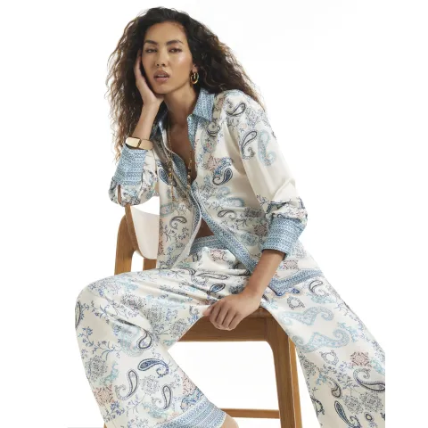 River Island Satin Paisley Oversized Shirt