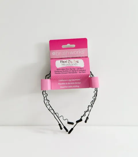 Pack Of 3 Black Flexi Zig Zag Headbands