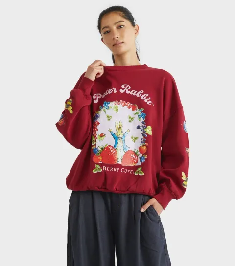 Women's Red Peter Rabbit Print Sweatshirt