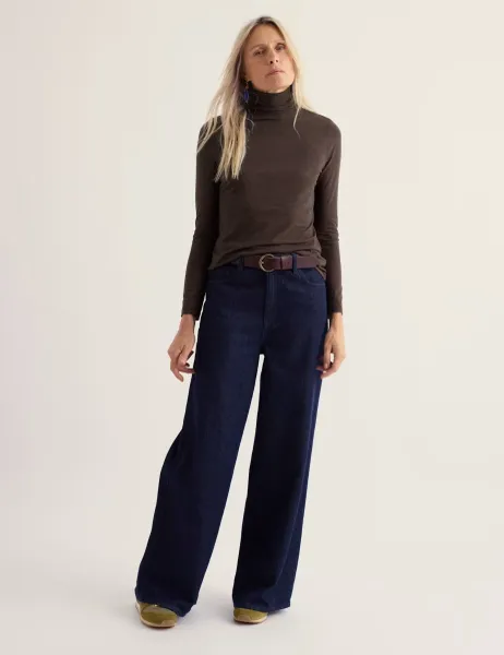 Seasalt Cornwall Cotton Rich Roll Neck Top Brown