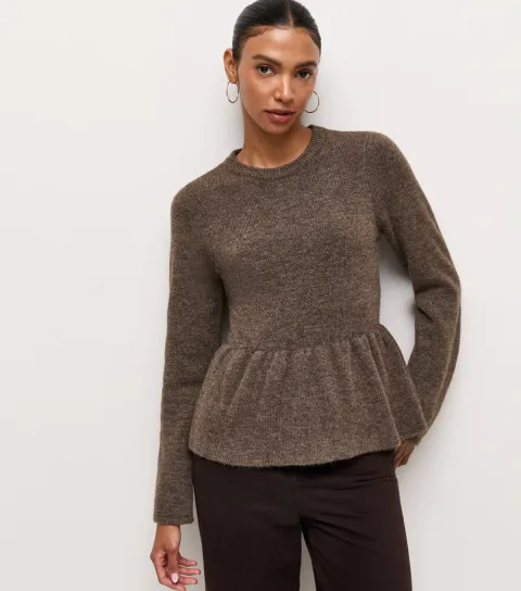 Women's Dark Mink Midweight Peplum Jumper