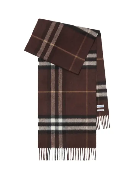 Check Cashmere Scarf Brown