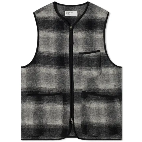 Wool Fleece Check Zip Waistcoat