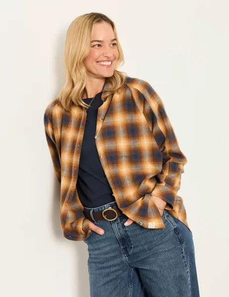 FatFace Pure Cotton Checked Shirt Brown Mix