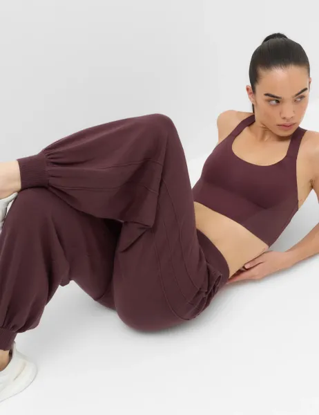 Goodmove Knitted High Waisted Balloon Joggers Mulberry