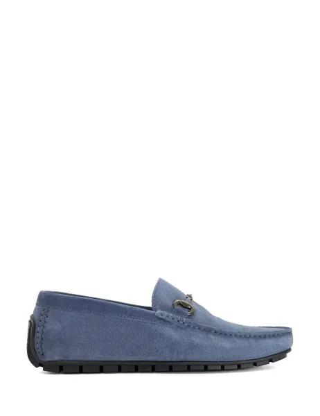 Dune London Suede Slip On Loafers Blue