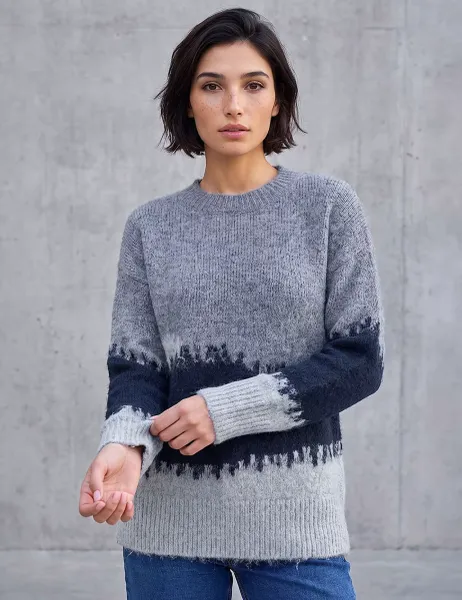 Roman Petite Abstract Colour Block Jumper Navy Mix