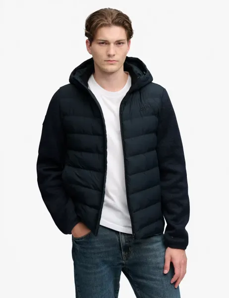 Hybrid Hooded Puffer Jacket Navy