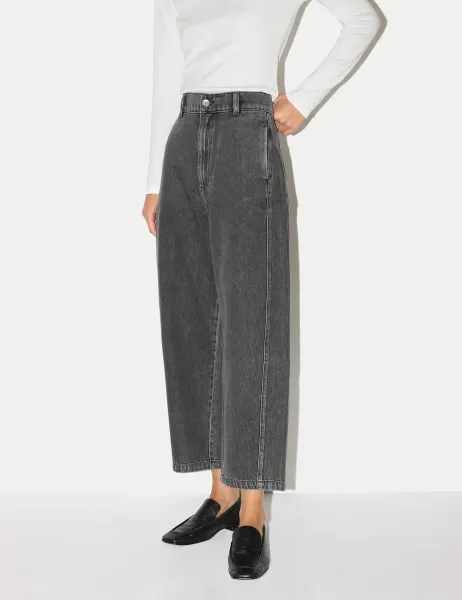 Jigsaw High Waisted Barrel Cropped Jeans Black