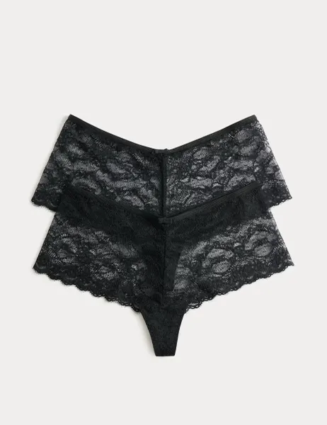 Marks & Spencer 2 Pack Ida Lace High Rise Knicker Shorts Black