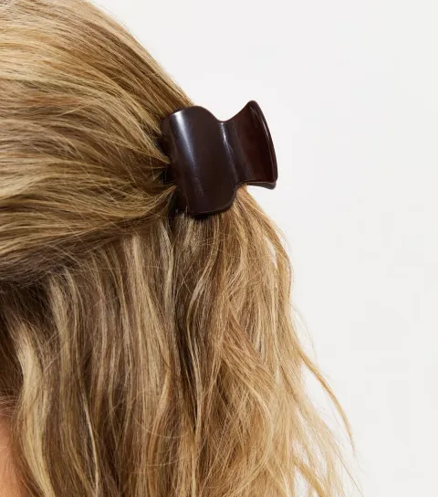 Dark Burgundy Curved Square Hair Claw Clip