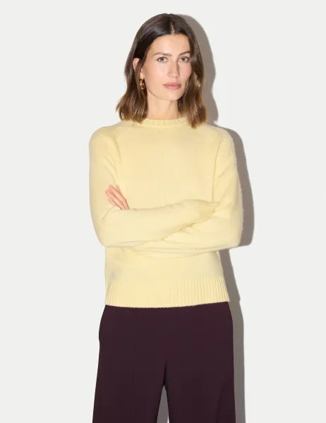 Jigsaw Wool Rich Saddle Crew Neck Jumper Yellow