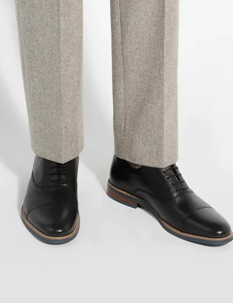 Dune London Wide Fit Leather Oxford Shoes Black