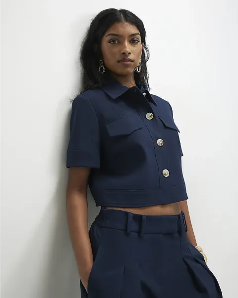 River Island Short Sleeve Cropped Jacket