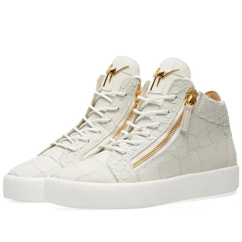 Leather Croc Double Zip Mid Sneaker