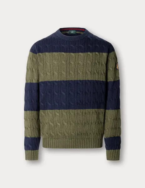 Hackett Pure Cotton Cable Crew Neck Jumper Navy Mix