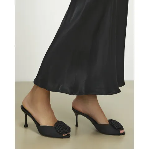 River Island Satin Rose Mule Heeled Sandals