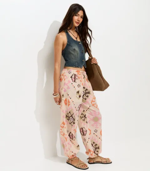 Women's Multicolour Cotton Printed Cuffed Trousers
