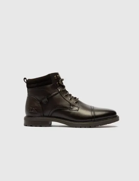 Rodd & Gunn Leather Lace Up Military Boots Chocolate