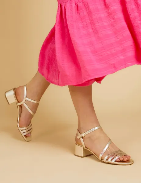 Jones Bootmaker Leather Ankle Strap Block Heel Sandals