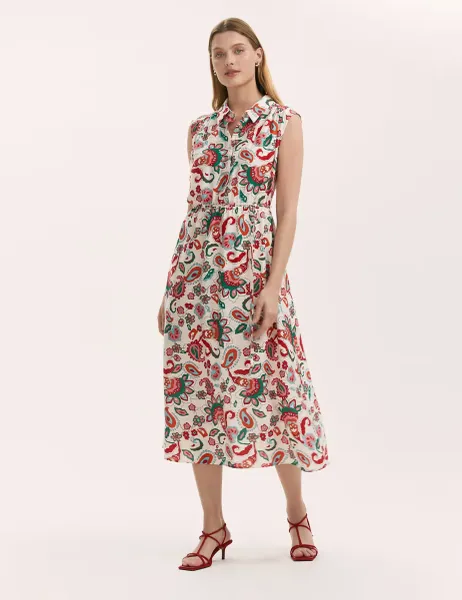Finery London Floral Midi Shirt Dress Ivory Mix