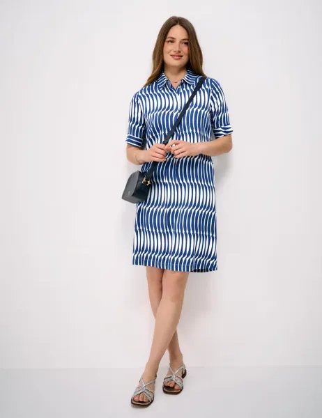 Crew Clothing Geometric Mini Shift Shirt Dress Navy