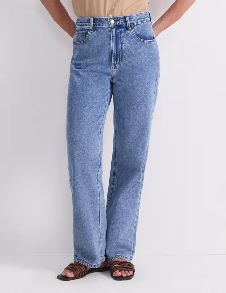 Sportscraft High Waisted Straight Leg Jeans Blue
